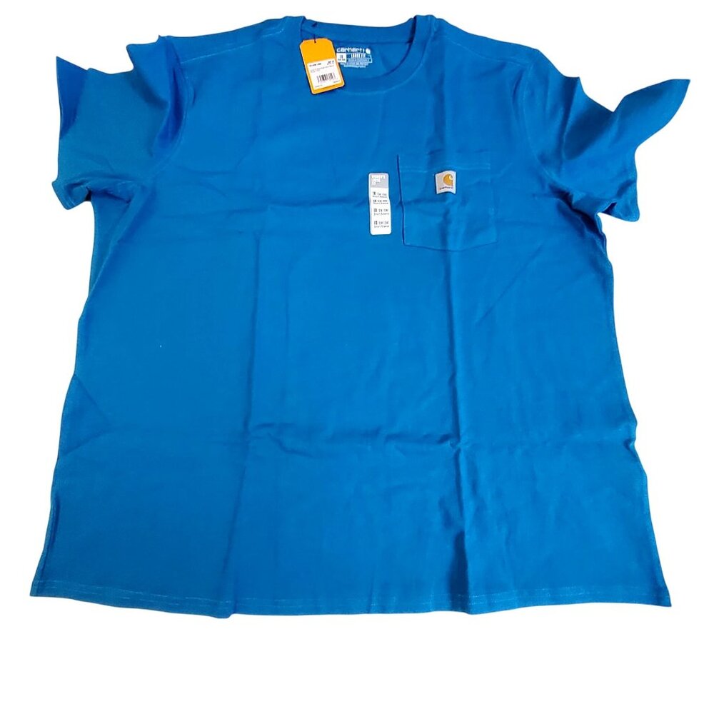 Carhartt Womens Loose Fit Heavyweight Short-Sleeve Pocket T-Shirt Size 1X Blue